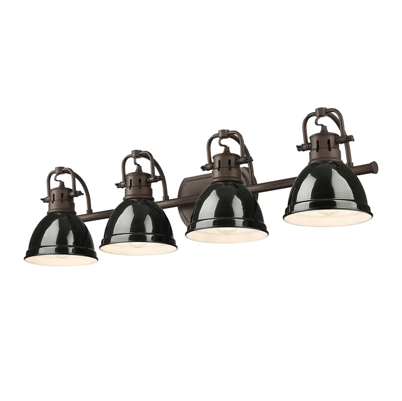 Yep by Golden Lighting Duncan 4-light Vanity in Rubbed Bronze and Black shade — Golden Lighting LED Wall Lights  