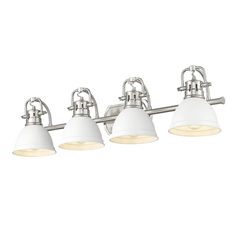 Yep by Golden Lighting Duncan 4-light Vanity in Pewter and Matte White shade — Golden Lighting LED Wall Lights 100.0W 