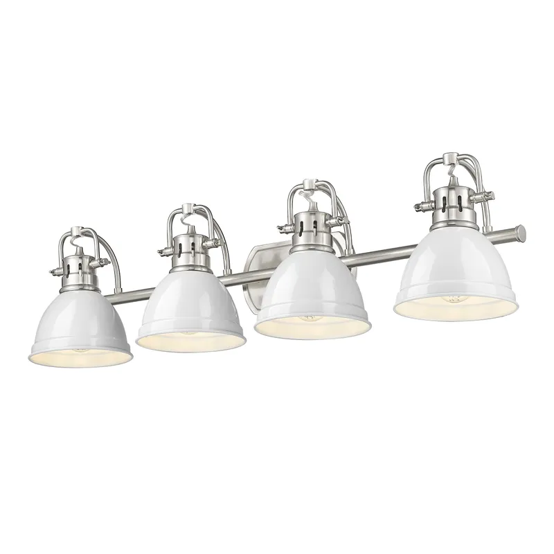 Yep by Golden Lighting Duncan 4-light Vanity in Pewter and White shade — Golden Lighting LED Wall Lights 100.0W 