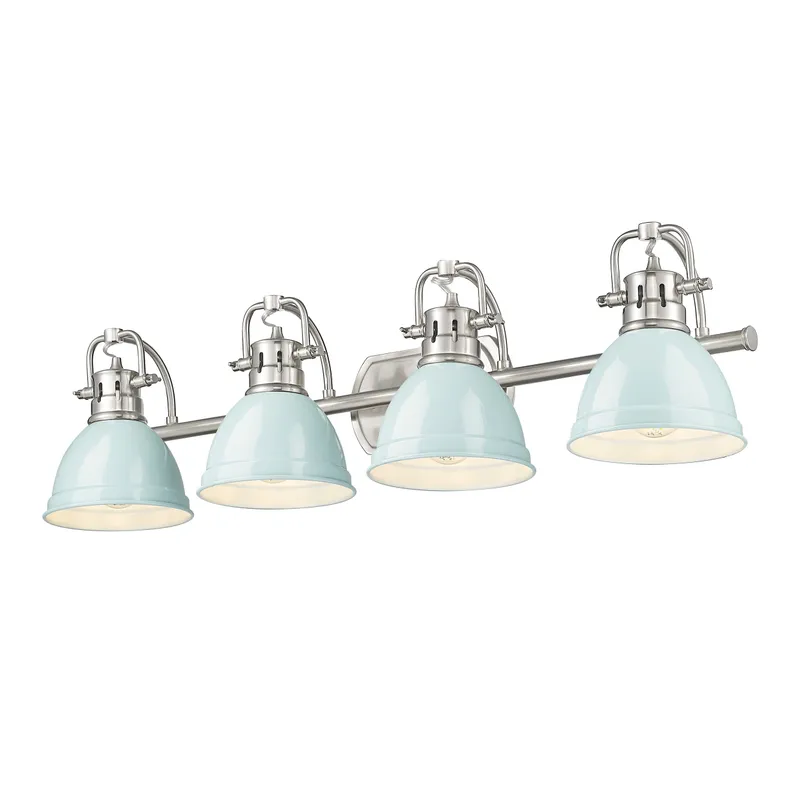 Yep by Golden Lighting Duncan 4-light Vanity in Pewter and Seafoam shade — Golden Lighting LED Wall Lights 100.0W 