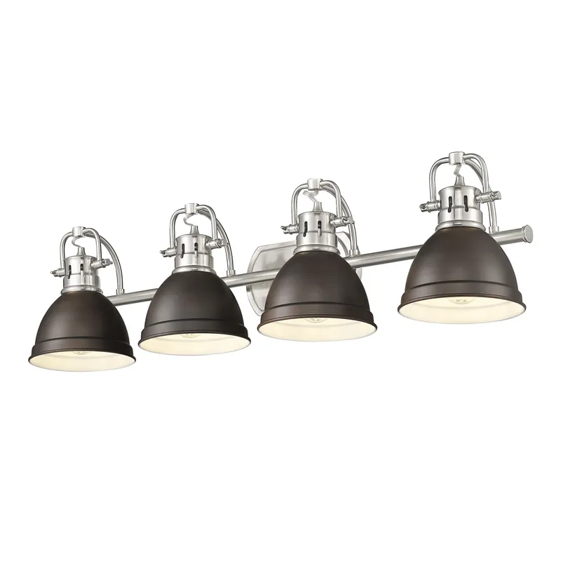 Yep by Golden Lighting Duncan 4-light Vanity in Pewter and Rubbed Bronze shade — Golden Lighting LED Wall Lights  
