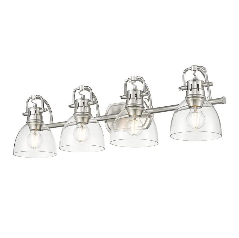 Yep by Golden Lighting Duncan 4-light Vanity in Pewter and Clear Glass — Golden Lighting LED Wall Lights 100.0W 
