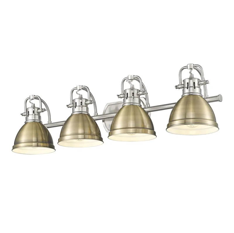 Yep by Golden Lighting Duncan 4-light Vanity in Pewter and Aged Brass shade — Golden Lighting LED Wall Lights  