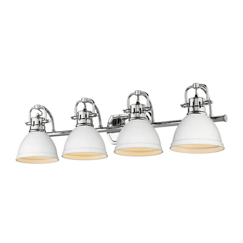 Yep by Golden Lighting Duncan 4-light Vanity in Chrome and Matte White shade — Golden Lighting LED Wall Lights  