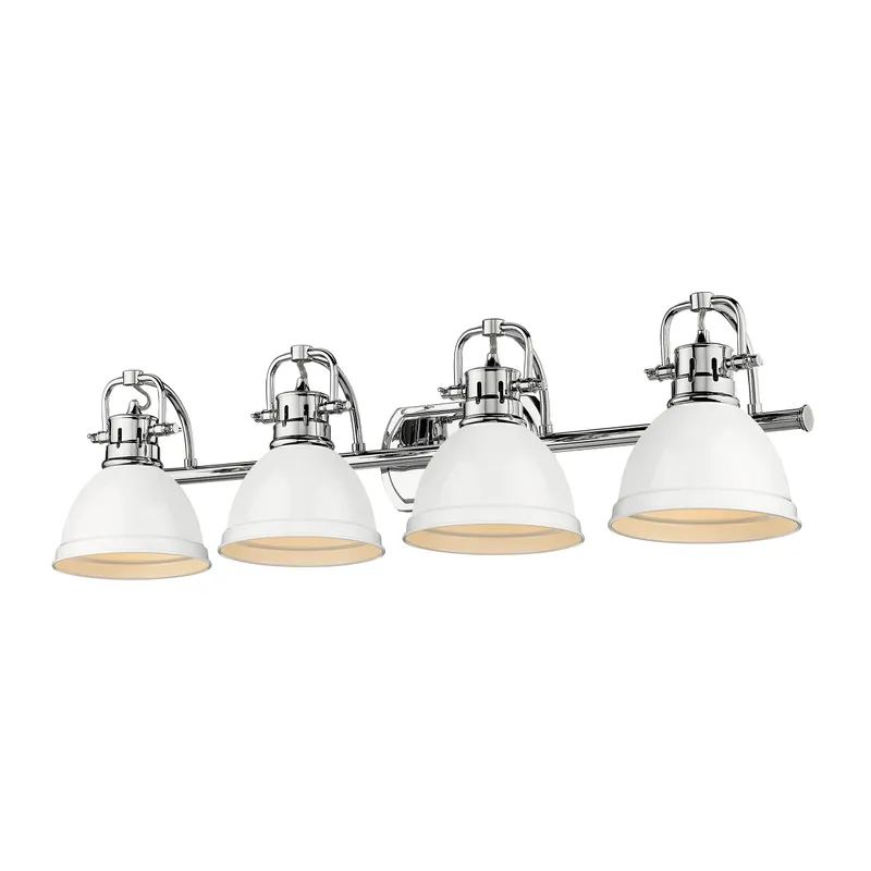 Yep by Golden Lighting Duncan 4-light Vanity in Chrome and White shade — Golden Lighting LED Wall Lights  