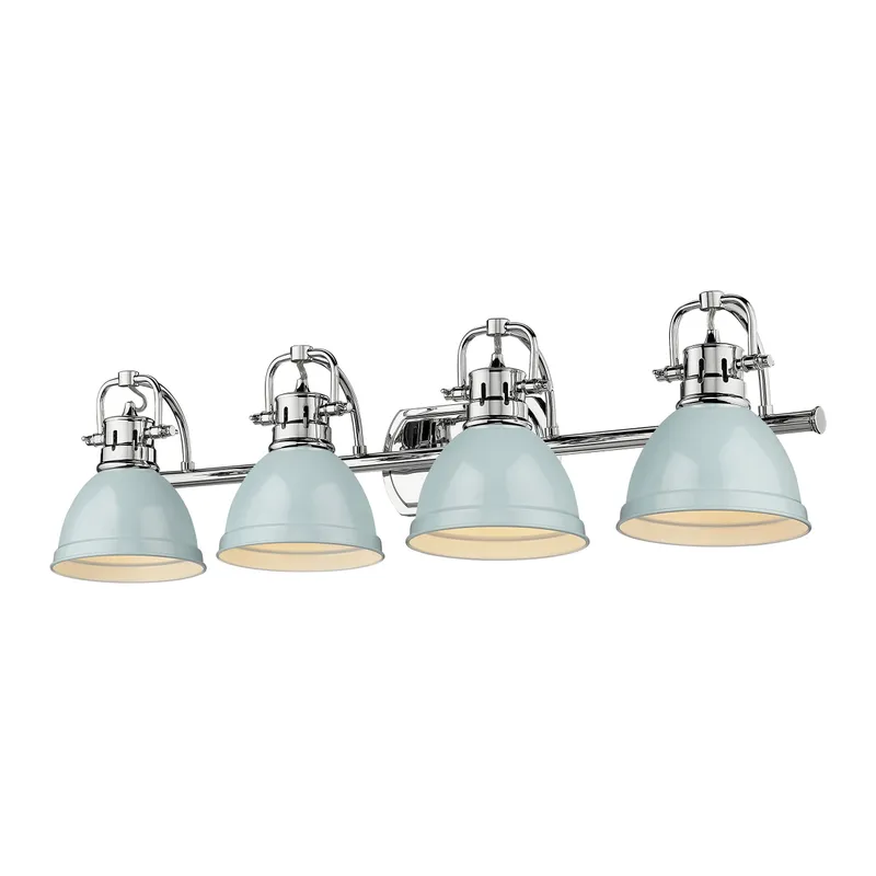 Yep by Golden Lighting Duncan 4-light Vanity in Chrome and Seafoam shade — Golden Lighting LED Wall Lights  