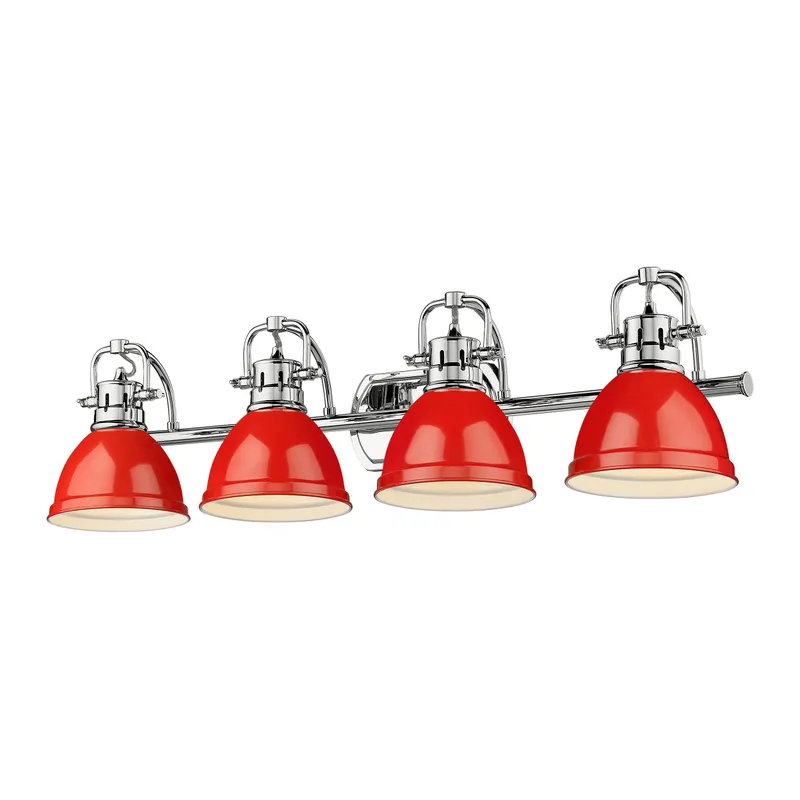Yep by Golden Lighting Duncan 4-light Vanity in Chrome and Red shade — Golden Lighting LED Wall Lights 100.0W 