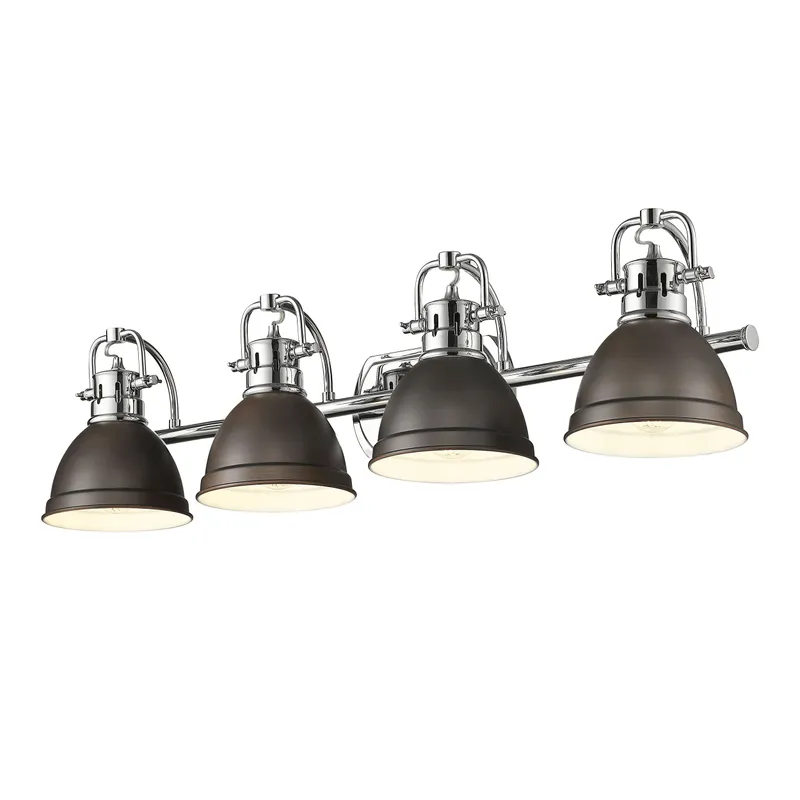 Yep by Golden Lighting Duncan 4-light Vanity in Chrome and Rubbed Bronze shade — Golden Lighting LED Wall Lights 100.0W 