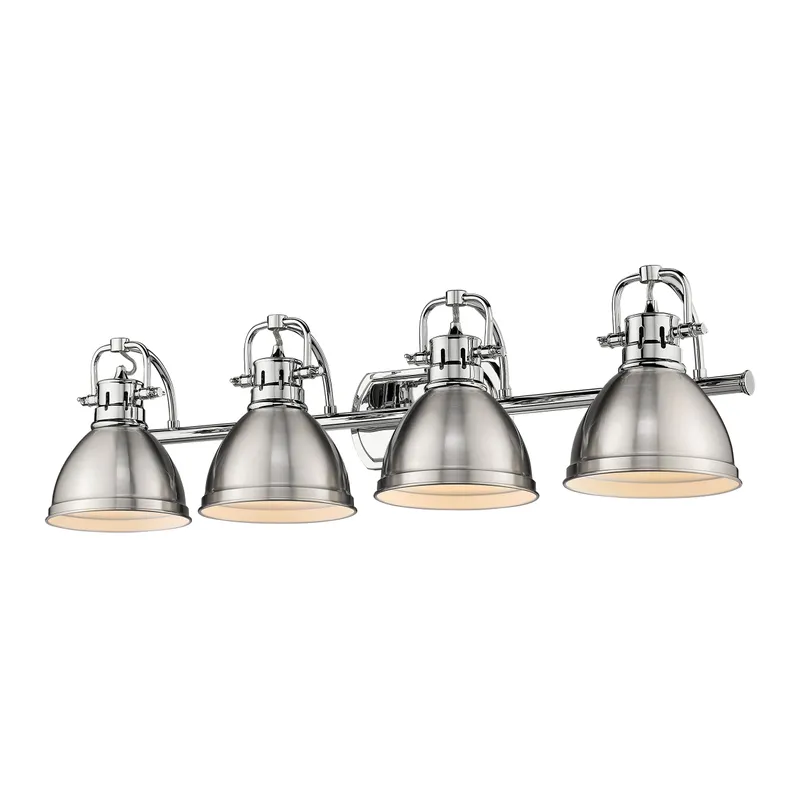 Yep by Golden Lighting Duncan 4-light Vanity in Chrome and Pewter shade — Golden Lighting LED Wall Lights 100.0W 