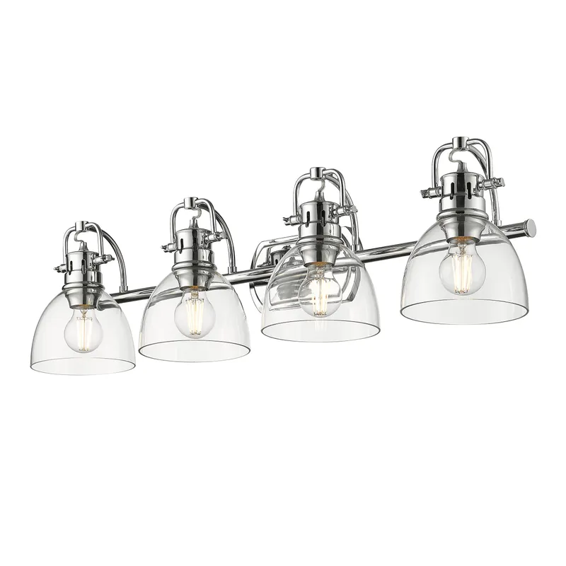 Yep by Golden Lighting Duncan 4-light Vanity in Chrome and Clear Glass — Golden Lighting LED Wall Lights  