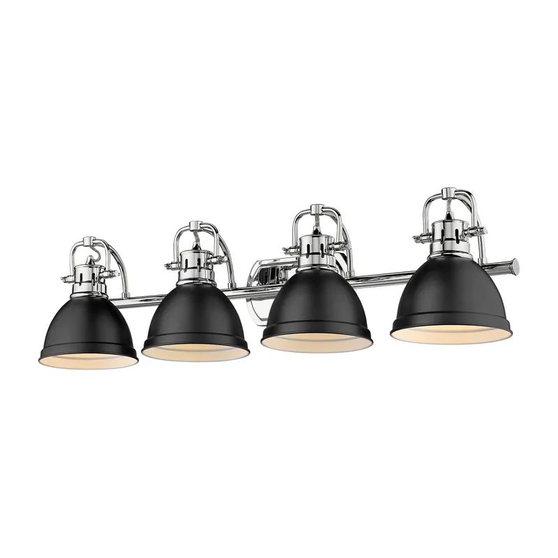 Yep by Golden Lighting Duncan 4-light Vanity in Chrome and Matte Black shade — Golden Lighting LED Wall Lights  