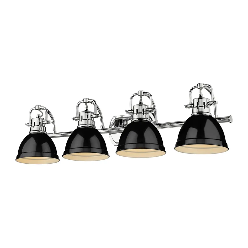 Yep by Golden Lighting Duncan 4-light Vanity in Chrome and Black shade — Golden Lighting LED Wall Lights  