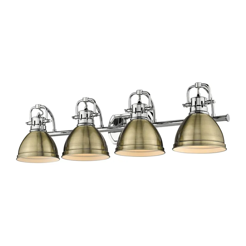 Yep by Golden Lighting Duncan 4-light Vanity in Chrome and Aged Brass shade — Golden Lighting LED Wall Lights  