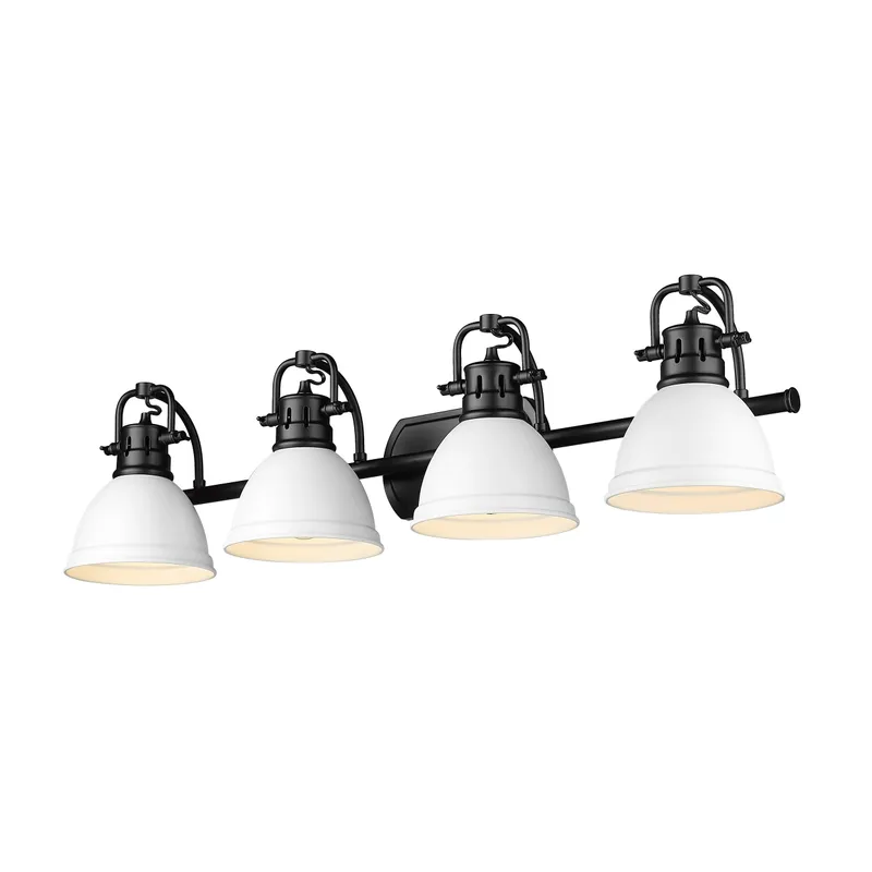 Yep by Golden Lighting Duncan 4-light Vanity in Matte Black and Matte White shade — Golden Lighting LED Wall Lights 100.0W 
