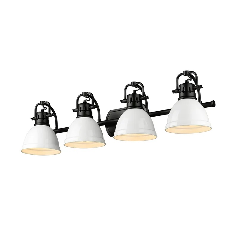 Yep by Golden Lighting Duncan 4-light Vanity in Matte Black and White shade — Golden Lighting LED Wall Lights 100.0W 