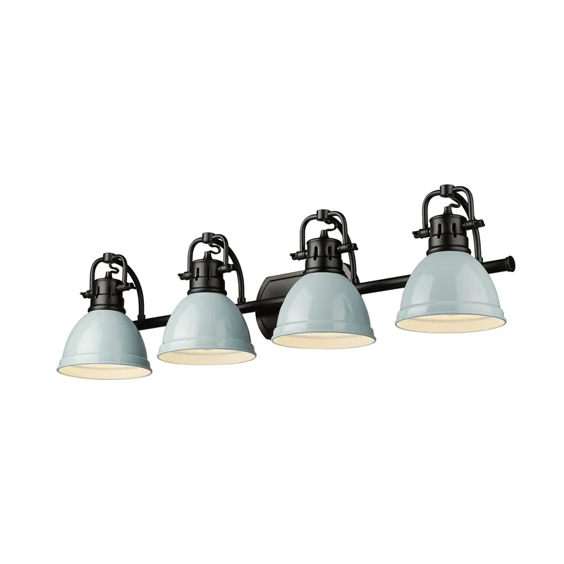Yep by Golden Lighting Duncan 4-light Vanity in Matte Black and Seafoam shade — Golden Lighting LED Wall Lights 100.0W 