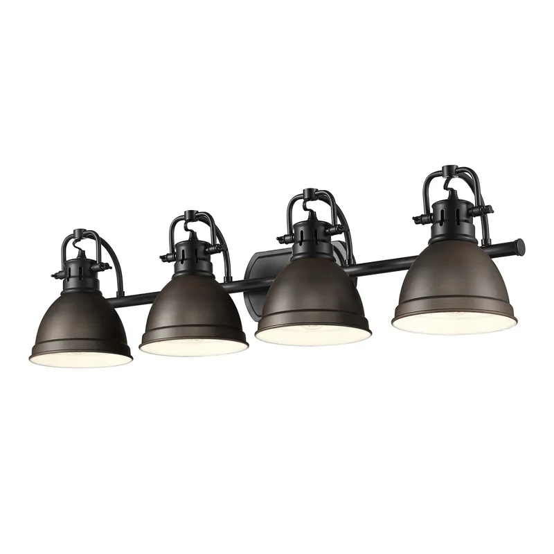 Yep by Golden Lighting Duncan 4-light Vanity in Matte Black and Rubbed Bronze shade — Golden Lighting LED Wall Lights 100.0W 