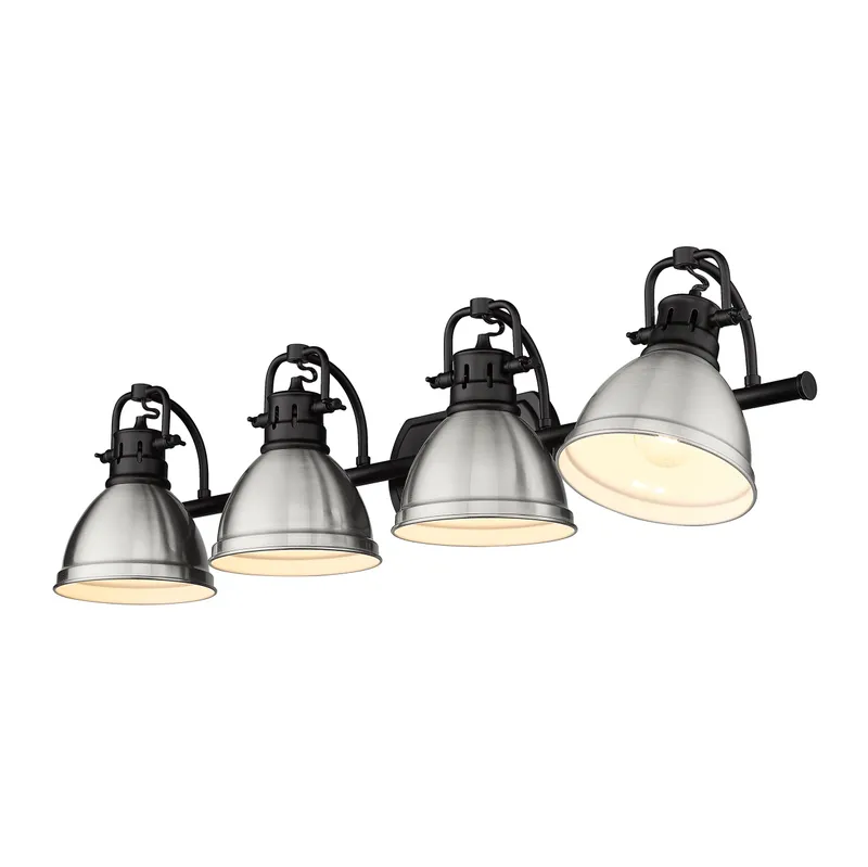 Yep by Golden Lighting Duncan 4-light Vanity in Matte Black and Pewter shade — Golden Lighting LED Wall Lights  