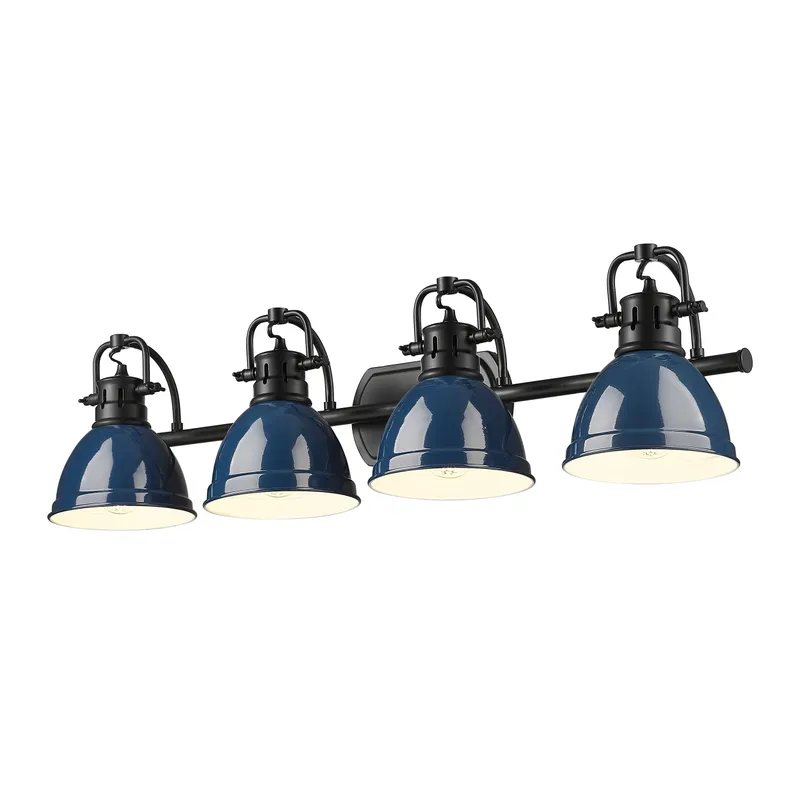 Yep by Golden Lighting Duncan 4-light Vanity in Matte Black and Navy Blue shade — Golden Lighting LED Wall Lights  