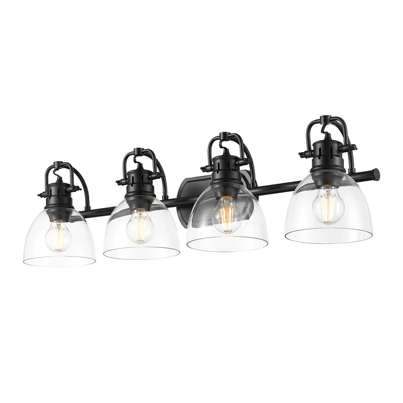 Yep by Golden Lighting Duncan 4-light Vanity in Matte Black and Clear Glass — Golden Lighting LED Wall Lights  