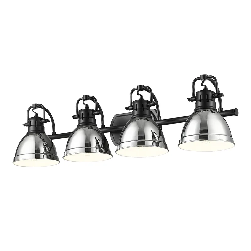 Yep by Golden Lighting Duncan 4-light Vanity in Matte Black and Chrome shade — Golden Lighting LED Wall Lights  