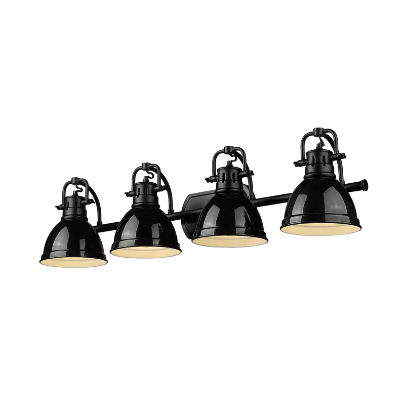 Yep by Golden Lighting Duncan 4-light Vanity in Matte Black and Black shade — Golden Lighting LED Wall Lights  