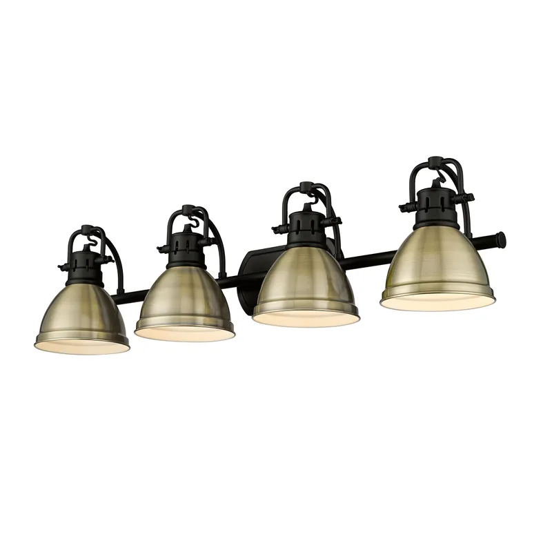 Yep by Golden Lighting Duncan 4-light Vanity in Matte Black and Aged Brass shade — Golden Lighting LED Wall Lights  