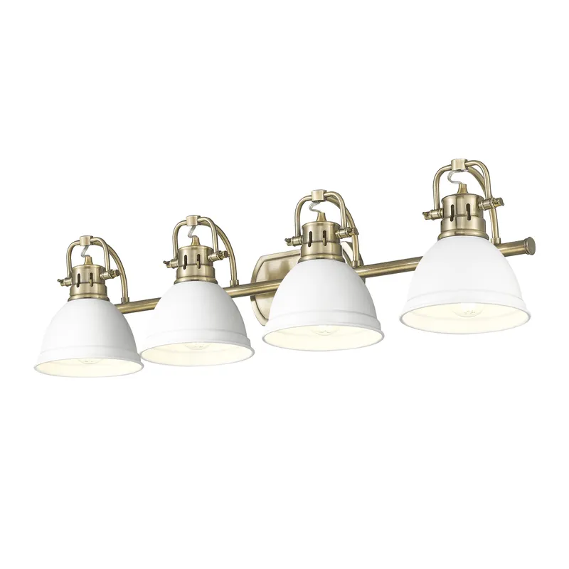 Yep by Golden Lighting Duncan 4-light Vanity in Aged Brass and Matte White shade — Golden Lighting LED Wall Lights 100.0W 