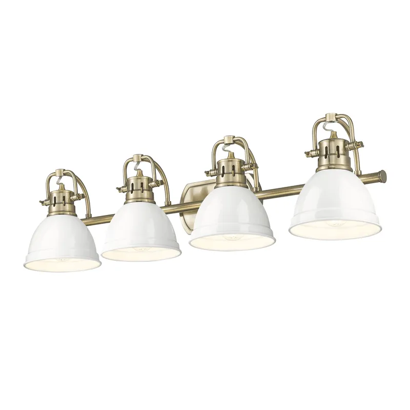 Yep by Golden Lighting Duncan 4-light Vanity in Aged Brass and White shade — Golden Lighting LED Wall Lights 100.0W 