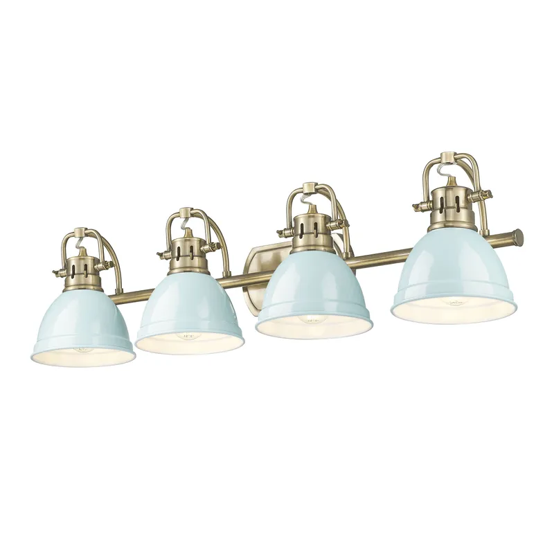Yep by Golden Lighting Duncan 4-light Vanity in Aged Brass and Seafoam shade — Golden Lighting LED Wall Lights 100.0W 