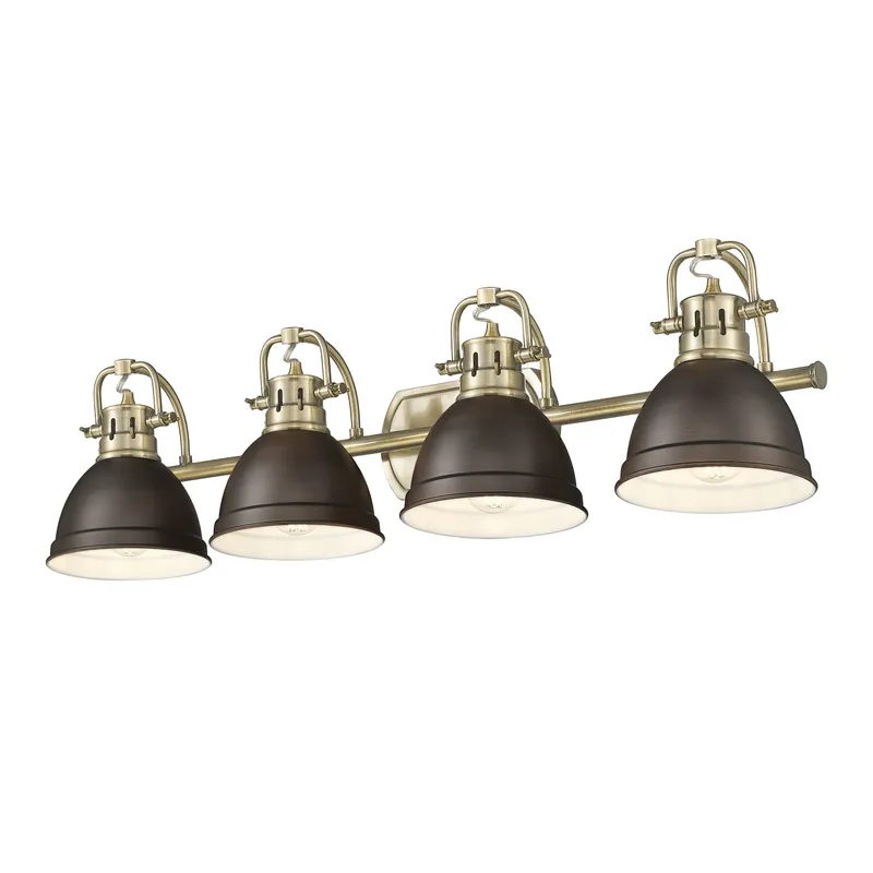 Yep by Golden Lighting Duncan 4-light Vanity in Aged Brass and Rubbed Bronze shade — Golden Lighting LED Wall Lights 100.0W 