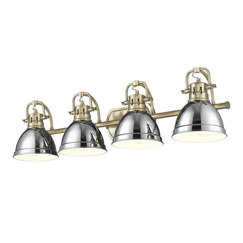 Yep by Golden Lighting Duncan 4-light Vanity in Aged Brass and Chrome shade — Golden Lighting LED Wall Lights 100.0W 