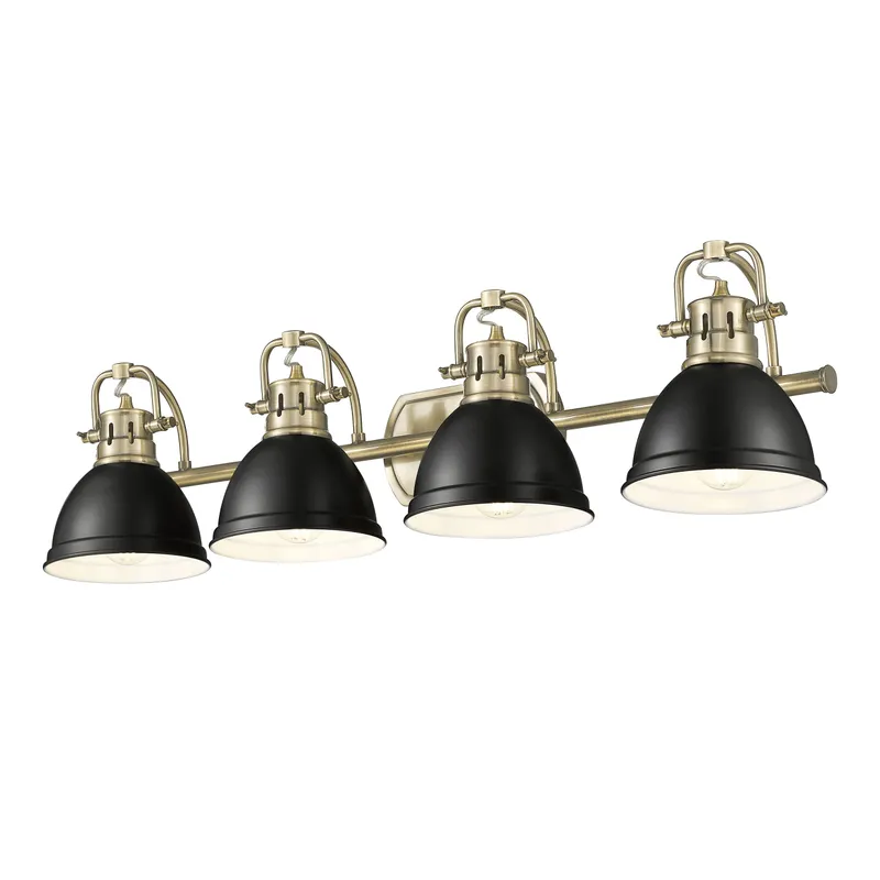 Yep by Golden Lighting Duncan 4-light Vanity in Aged Brass and Matte Black shade — Golden Lighting LED Wall Lights 100.0W 
