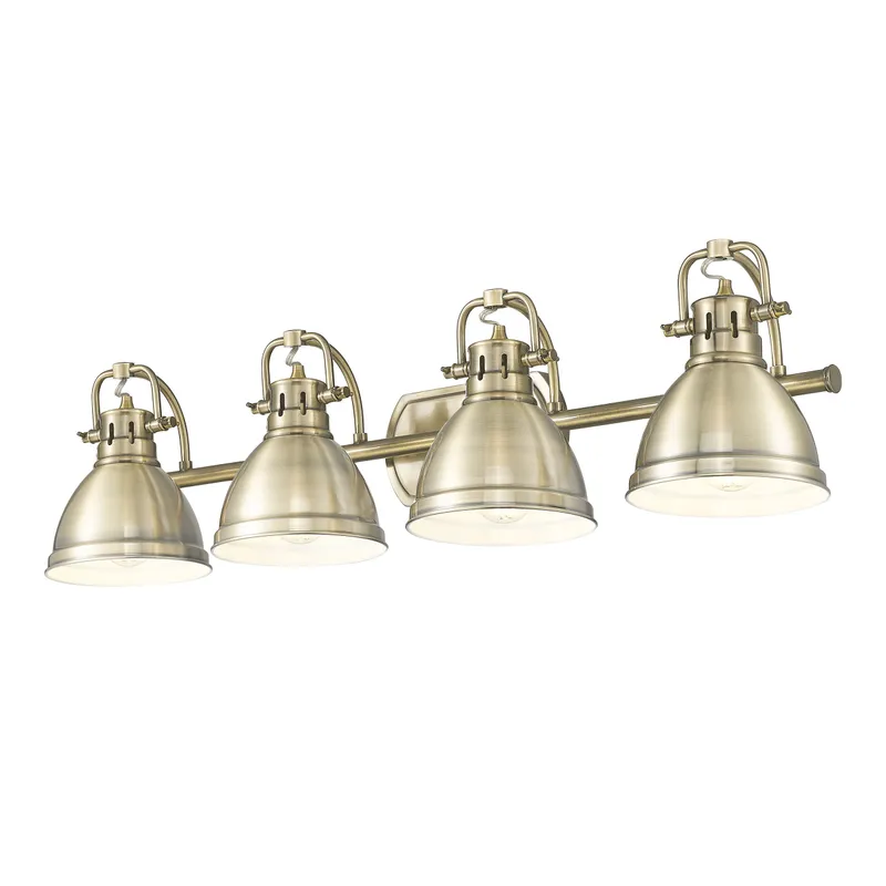 Yep by Golden Lighting Duncan 4-light Vanity in Aged Brass — Golden Lighting LED Wall Lights  