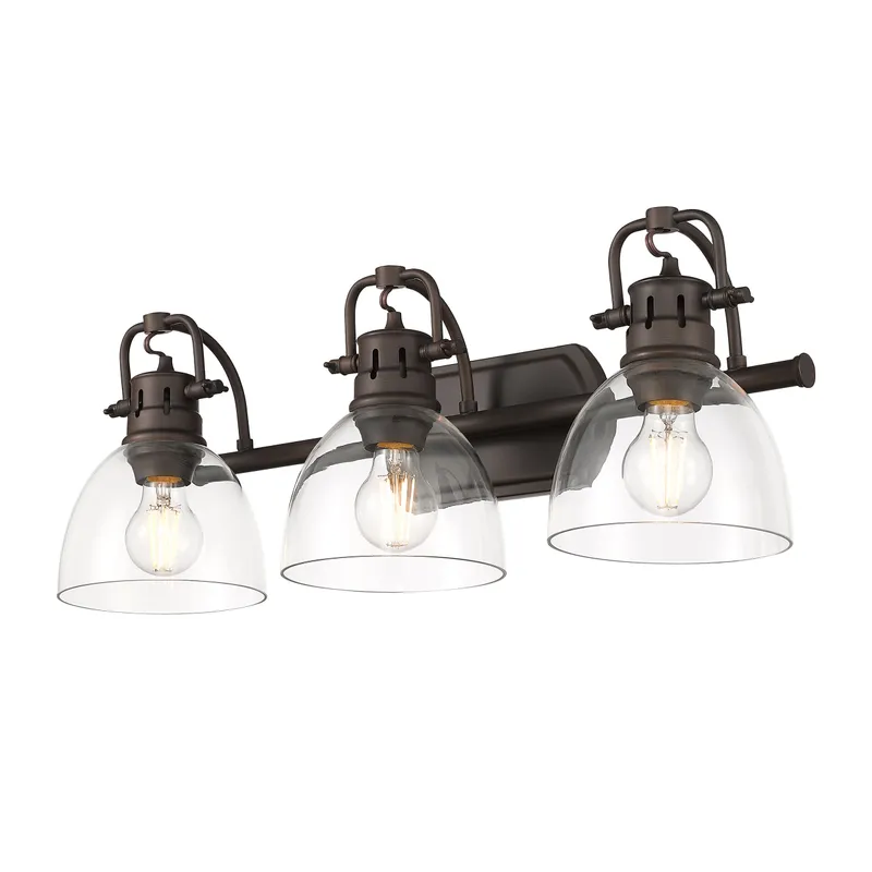 Yep by Golden Lighting Duncan 3-light Vanity in Rubbed Bronze and Clear Glass — Golden Lighting LED Wall Lights  