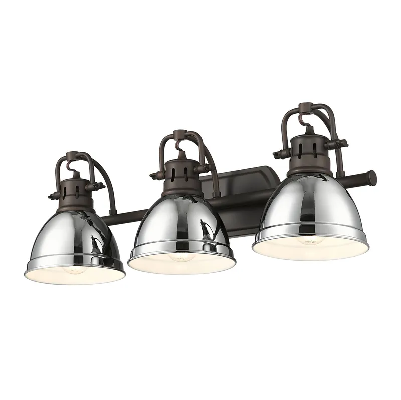 Yep by Golden Lighting Duncan 3-light Vanity in Rubbed Bronze and Chrome shade — Golden Lighting LED Wall Lights  