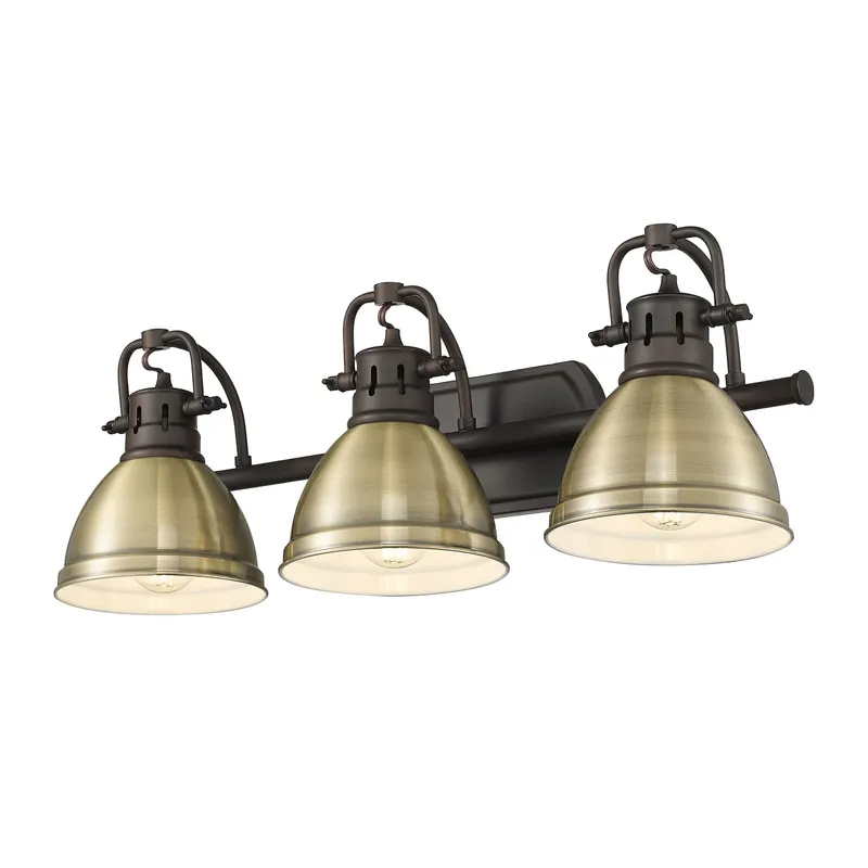 Yep by Golden Lighting Duncan 3-light Vanity in Rubbed Bronze and Aged Brass shade — Golden Lighting LED Wall Lights 100.0W 