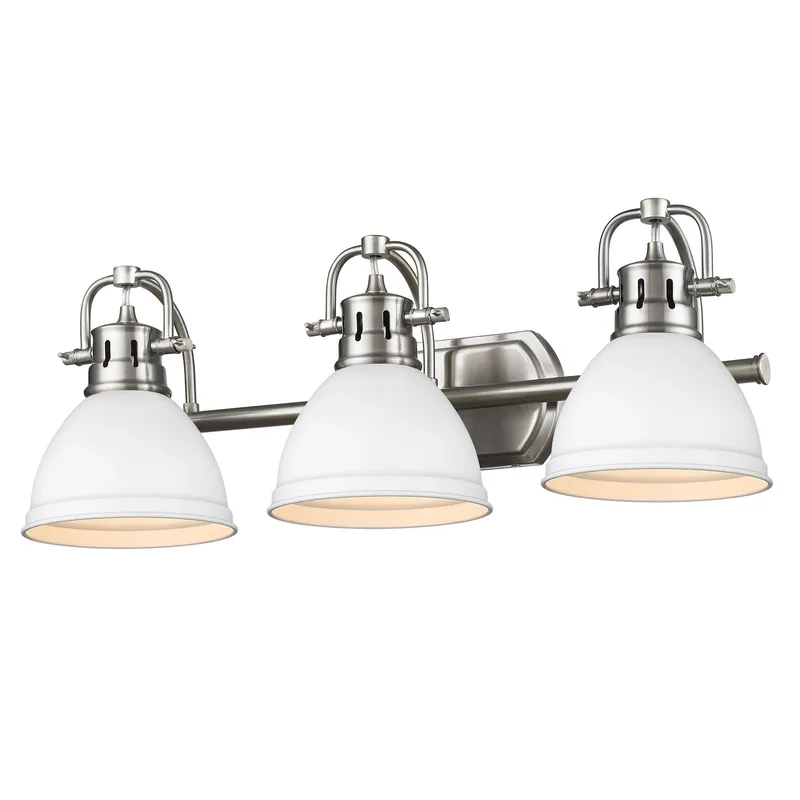 Yep by Golden Lighting Duncan 3-light Vanity in Pewter and Matte White shade — Golden Lighting LED Wall Lights 100.0W 