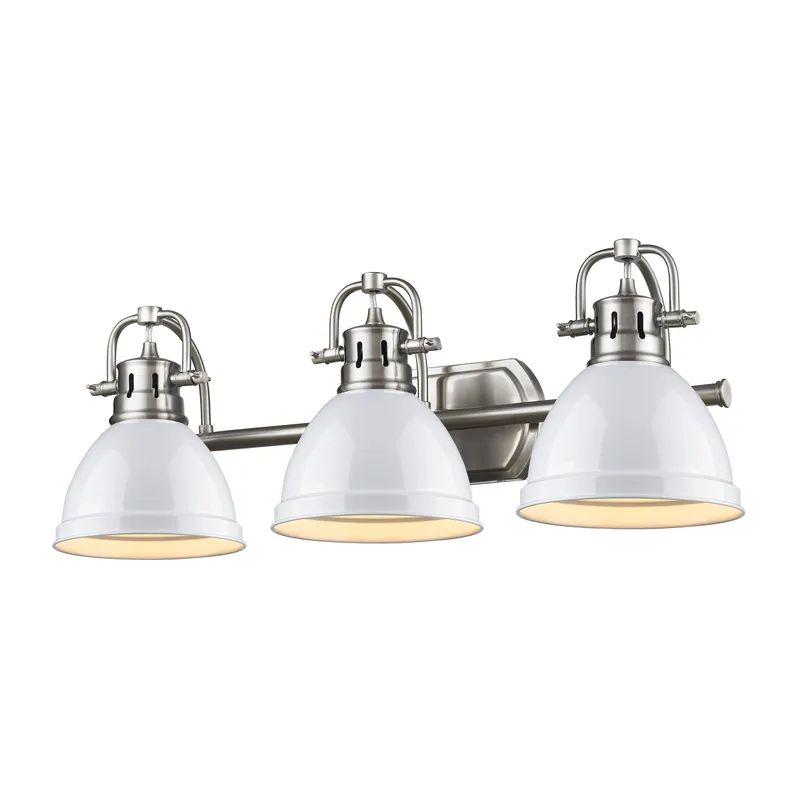 Yep by Golden Lighting Duncan 3-light Vanity in Pewter and White shade — Golden Lighting LED Wall Lights 100.0W 