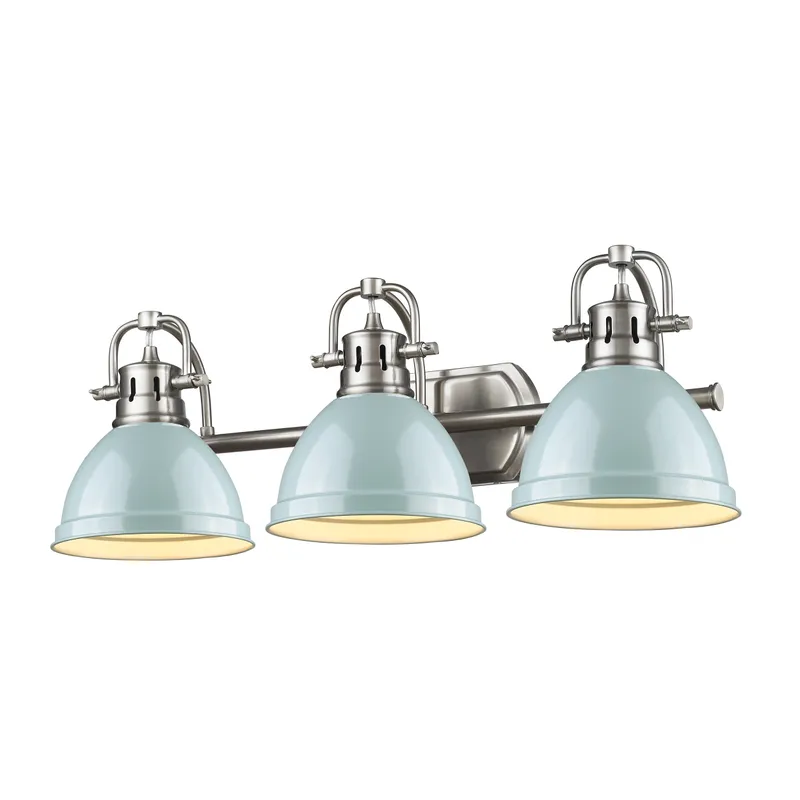 Yep by Golden Lighting Duncan 3-light Vanity in Pewter and Seafoam shade — Golden Lighting LED Wall Lights 100.0W 
