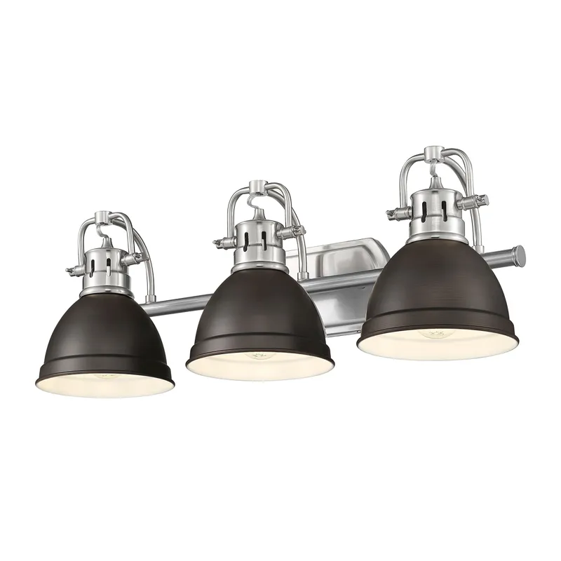Yep by Golden Lighting Duncan 3-light Vanity in Pewter and Rubbed Bronze shade — Golden Lighting LED Wall Lights 100.0W 