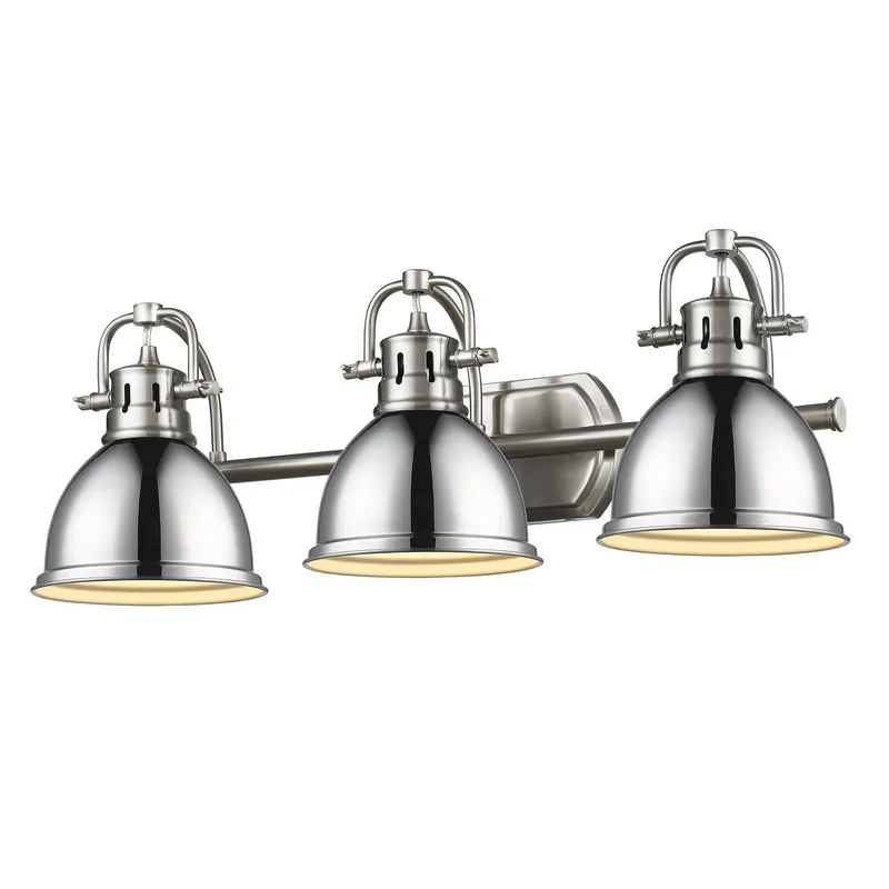 Yep by Golden Lighting Duncan 3-light Vanity in Pewter and Chrome shade — Golden Lighting LED Wall Lights  