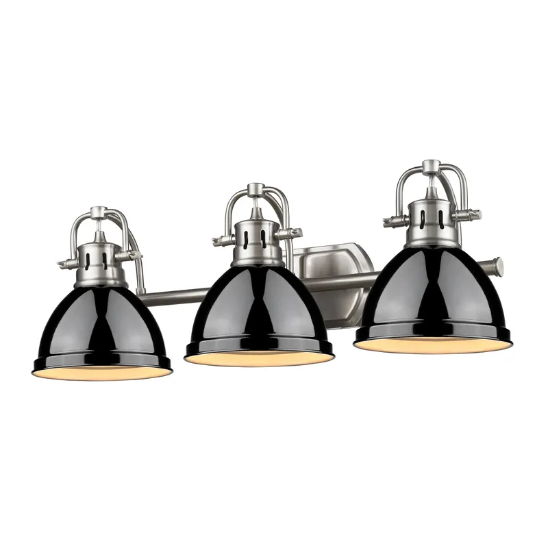 Yep by Golden Lighting Duncan 3-light Vanity in Pewter and Black shade — Golden Lighting LED Wall Lights 100.0W 