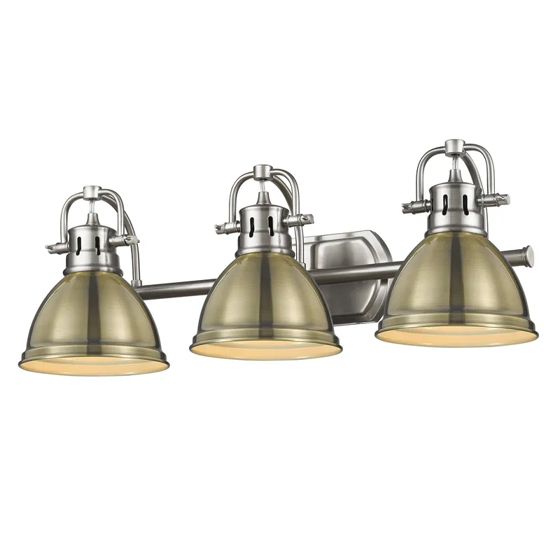 Yep by Golden Lighting Duncan 3-light Vanity in Pewter and Aged Brass shade — Golden Lighting LED Wall Lights 100.0W 