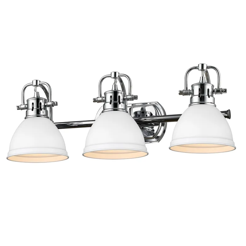 Yep by Golden Lighting Duncan 3-light Vanity in Chrome and Matte White shade — Golden Lighting LED Wall Lights 100.0W 