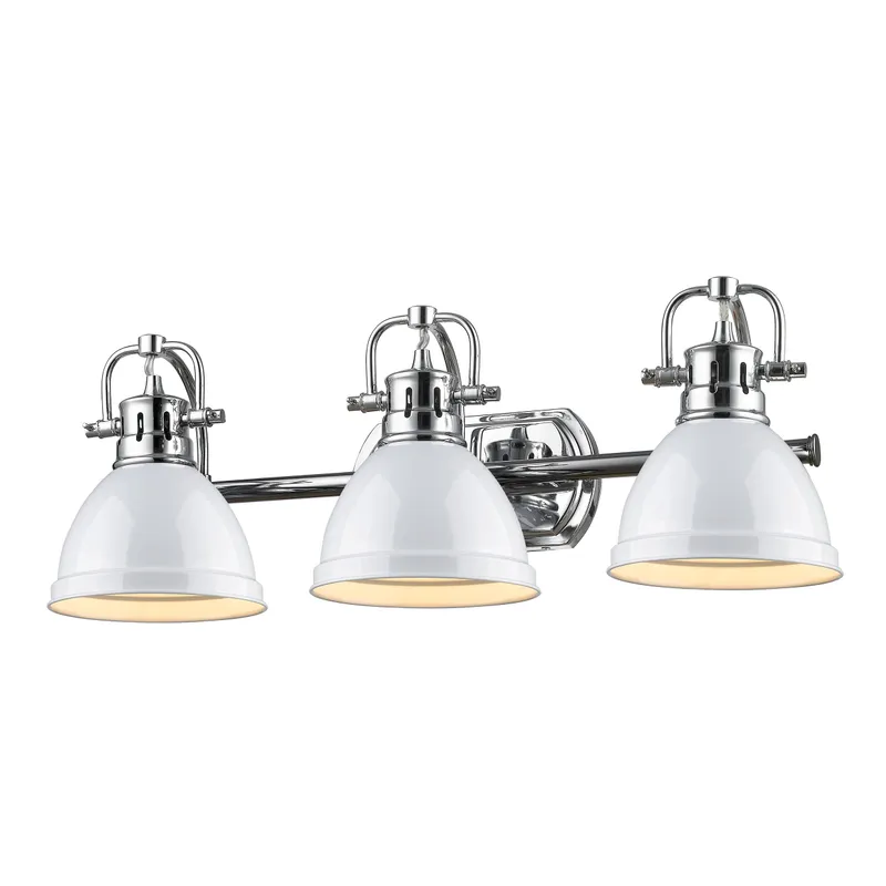 Yep by Golden Lighting Duncan 3-light Vanity in Chrome and White shade — Golden Lighting LED Wall Lights 100.0W 