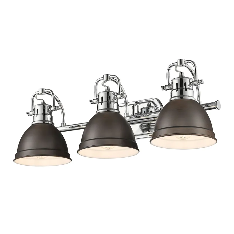 Yep by Golden Lighting Duncan 3-light Vanity in Chrome and Rubbed Bronze shade — Golden Lighting LED Wall Lights 100.0W 