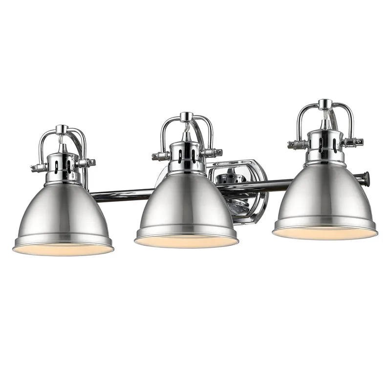 Yep by Golden Lighting Duncan 3-light Vanity in Chrome and Pewter shade — Golden Lighting LED Wall Lights 100.0W 