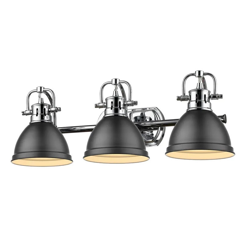 Yep by Golden Lighting Duncan 3-light Vanity in Chrome and Matte Black shade — Golden Lighting LED Wall Lights  