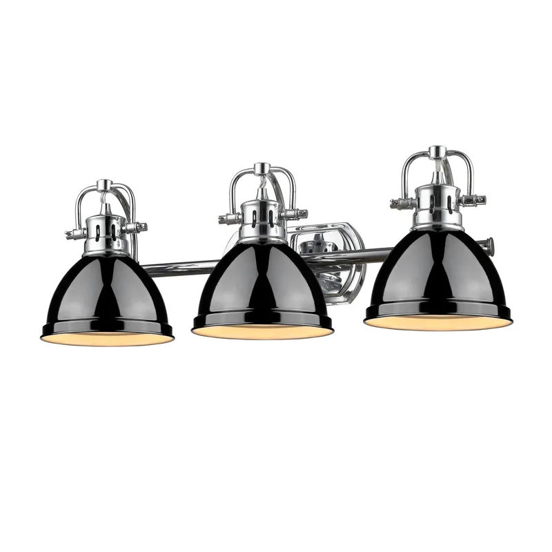 Yep by Golden Lighting Duncan 3-light Vanity in Chrome and Black shade — Golden Lighting LED Wall Lights  